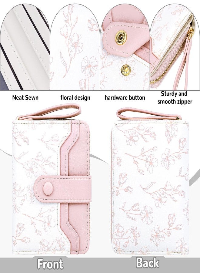 Busnos Women's Wallet Small Wallets for Women Cute Ladies Wallets Pink Bifold Flower Wallet Womens With Card Holder for Women Women's Coin Pocket Purses with Zipper - Image 4